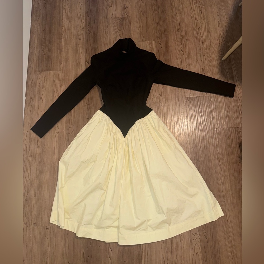 L’Academie Drop Waist Long Sleeve Midi Dress